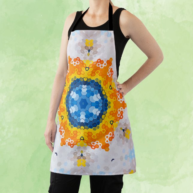 Delantal Hex Mandala Naranja amarillo azul y blanco (Subido por el creador)