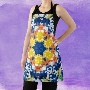 Delantal Hex Mandala Naranja amarillo azul y verde