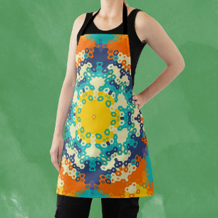 Delantal Hex Mandala Naranja azul y amarillo