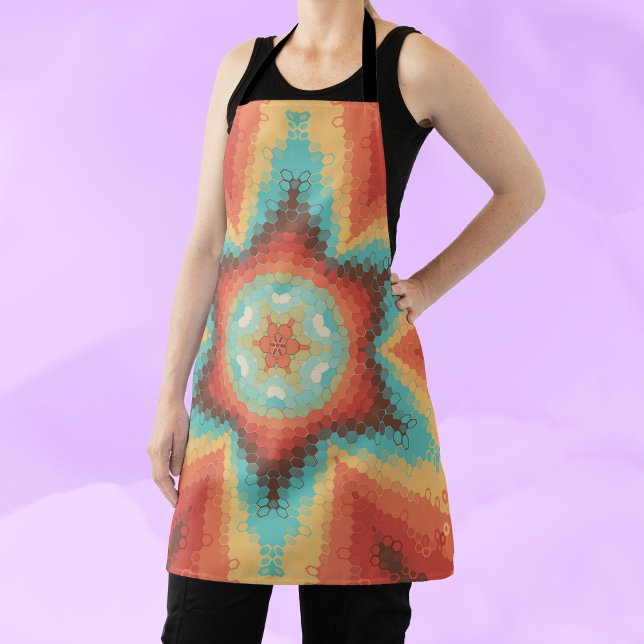 Delantal Hex Mandala Naranja azul y amarillo (Subido por el creador)