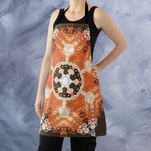 Delantal Hex Mandala Naranja Blanco y Marrón