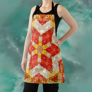 Delantal Hex Mandala rojo y amarillo
