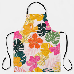 Delantal Hibiscus & Monstera: Vibrancia tropical