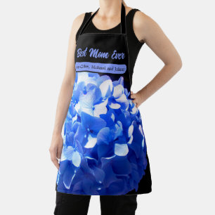 Delantal Hidrenajes azules florales de cobalto elegantes az