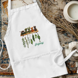 Delantal Hierbas Herbalismo Bolsillos de carne blanca