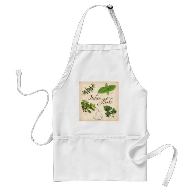Delantal Hierbas italianas, Basil, Oregano, Parsley, Garlic (Frente)