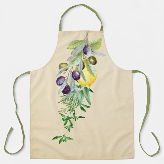 Delantal Hierbas toscanas Apron Lemons Olives (Anverso)