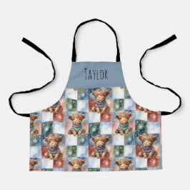 Delantal Highland Cow Christmas Cook Crew Personalized Kids