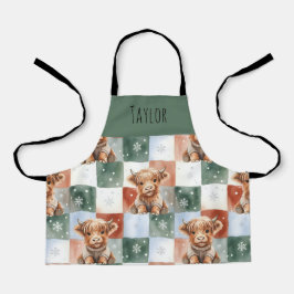 Delantal Highland Cow Christmas Crew Personalized Kids