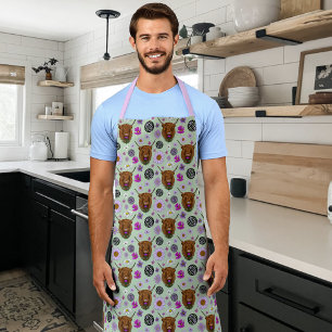 Delantal Highland Scottish Cow Purple Celtic Knot Work