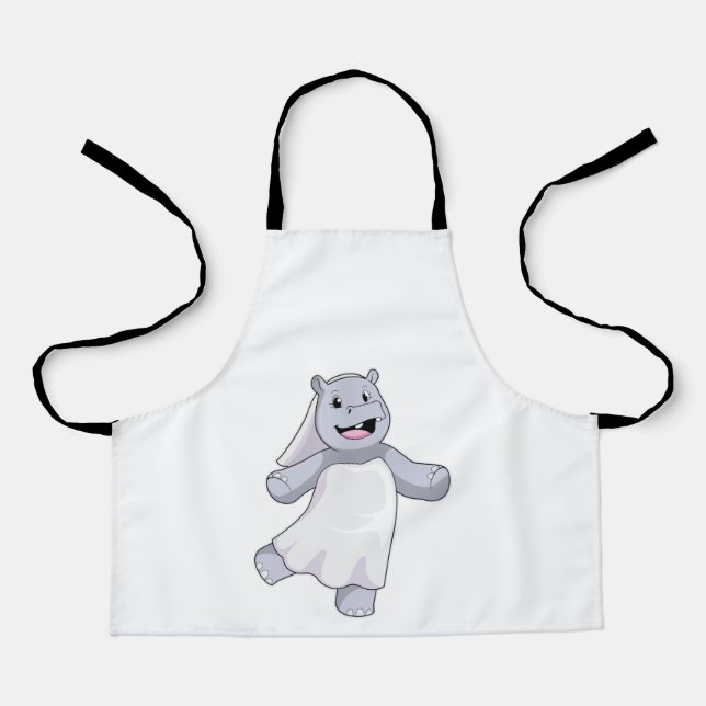 Delantal Hipopótamo como Novia con Velo (Anverso)