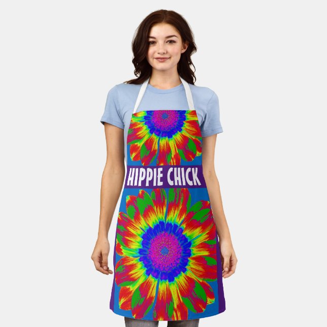 DELANTAL HIPPIE CHICK TIE DYE KITCHEN APRON (Gastado)