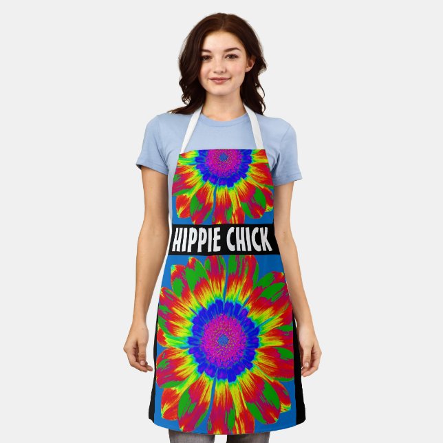DELANTAL HIPPIE CHICK TIE DYE KITCHEN APRON (Gastado)