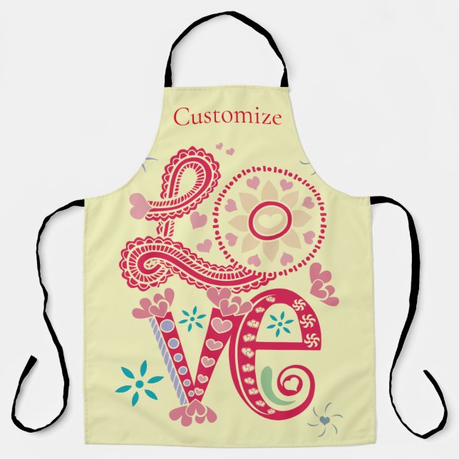 Delantal Hippie Groovy Love Rótulo Thunder_Cove (Anverso)