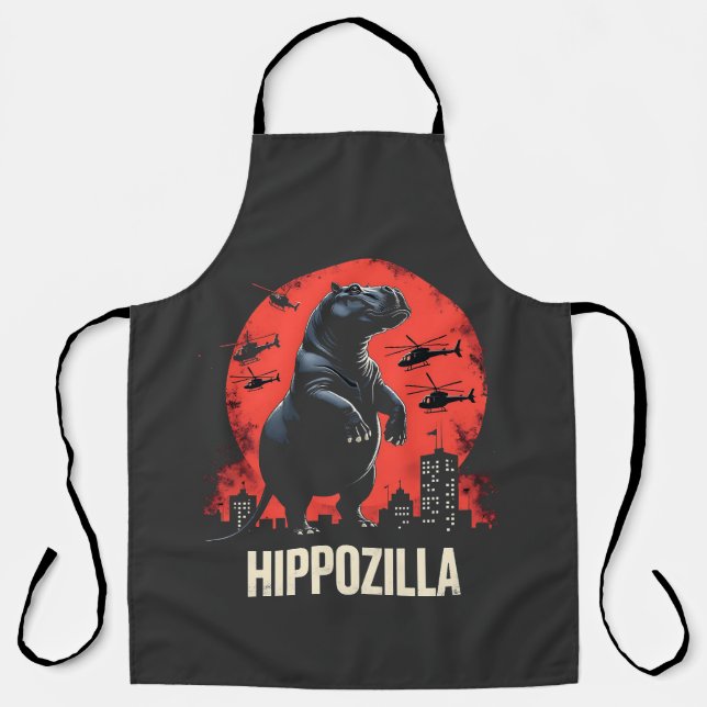 Delantal Hippozilla Spooky Moo Deng Baby Pygmy Hippo (Anverso)