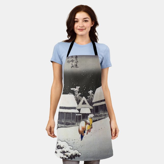 Delantal Hiroshige Utagawa - Nieve nocturna en Kanbara (Gastado)