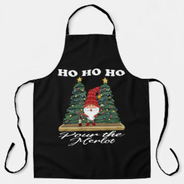 Delantal Ho Ho Ho Navidades Gnome Pour The Merlot