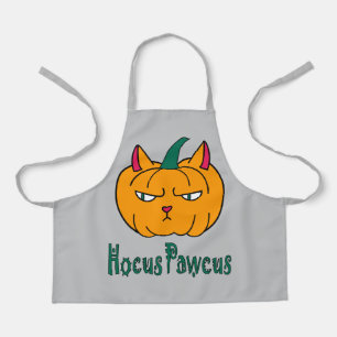 Delantal Hocucus pawcus Halloween calabaza ginger cat magia