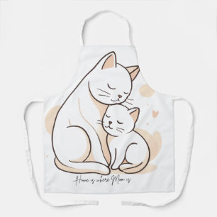 Delantal Hogar es donde está Mamá - Arte de Gata Madre y Ga