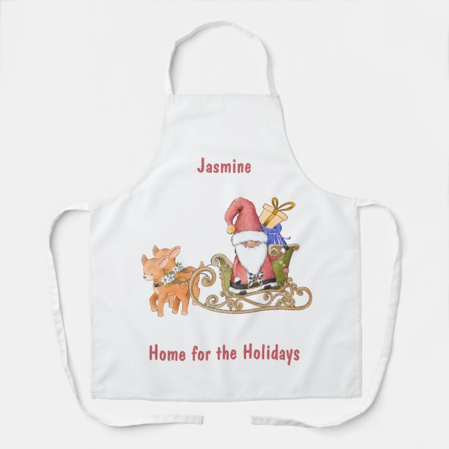 Delantal Hogar para las vacaciones Personalizado Santa Slei (Anverso)