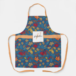 Delantal Hoja azul con nombre familiar