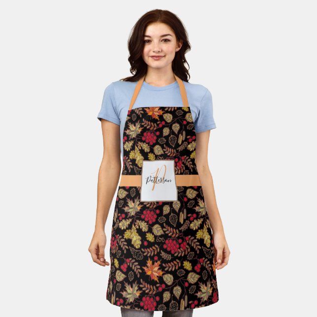 Delantal Hoja de follaje con nombre de familia (Gastado)