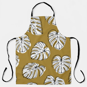 Delantal Hoja Monstera, Patrón Textil Sin Marea.