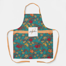 Delantal Hoja verde azulada de follaje con nombre familiar