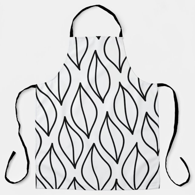 Delantal Hojas abstractas. Estructura de época. Mar dibujad (Anverso)