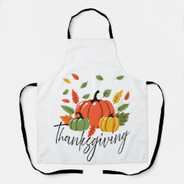 Delantal Hojas de Acción de Gracias y calabaza en colores d