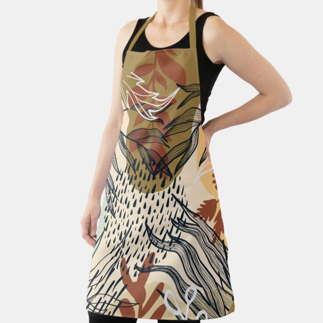 Delantal Hojas de Boho Brown y Cream (in situ)