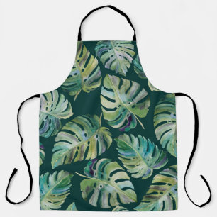 Delantal Hojas de la exótica planta tropical monstera. Sin