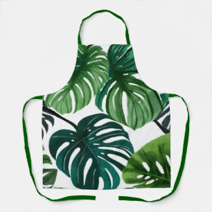 Delantal Hojas de Monstera Acuarela Botánica Moderna
