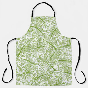 Delantal Hojas de monstera, diseño floral sin fisuras.