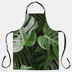 Delantal Hojas de Monstera, diseño tropical de lujo.