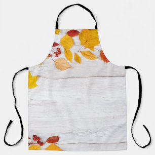 Delantal Hojas de otoño: madera blanca antigua
