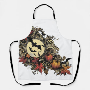 Delantal Hojas de otoño. Patrón de Halloween.