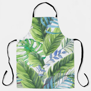 Delantal Hojas de palma acuarelas, fondo exótico sin costur