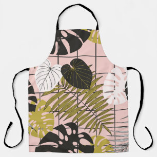 Delantal hojas de palma tropical, verano elegante.