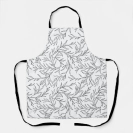 Delantal Hojas elegantes en blanco y negro