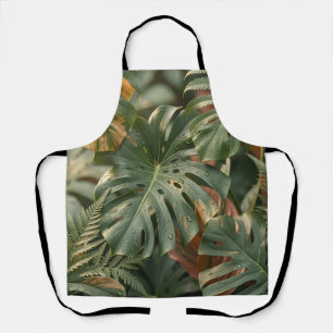 Delantal Hojas Lujuriosas de Monstera Helechos Selva Tropic