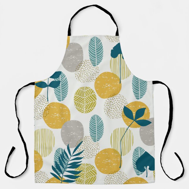 Delantal Hojas otoñales, patrón vintage sin costuras. (Anverso)