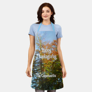 Delantal Hojas otoñales y cielos azules - Personalizado