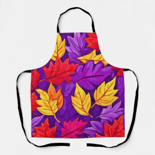 Delantal Hojas Personalizados vívidas: morado, amarillo, ro