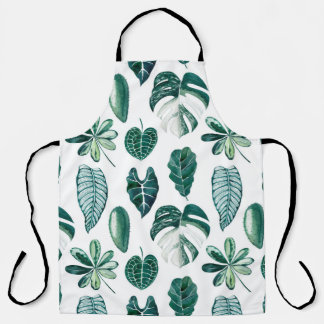 Delantal Hojas tropicales acuarela patrón transparente con 
