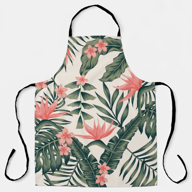 Delantal Hojas tropicales, alegres tapices de playa. (Anverso)