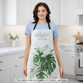 Delantal Hojas tropicales de acuarela personalizadas