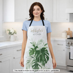 Delantal Hojas tropicales de acuarela personalizadas