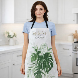 Delantal Hojas tropicales de acuarela personalizadas