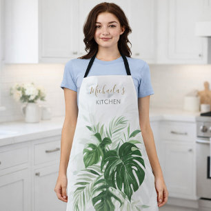 Delantal Hojas tropicales de acuarela personalizadas